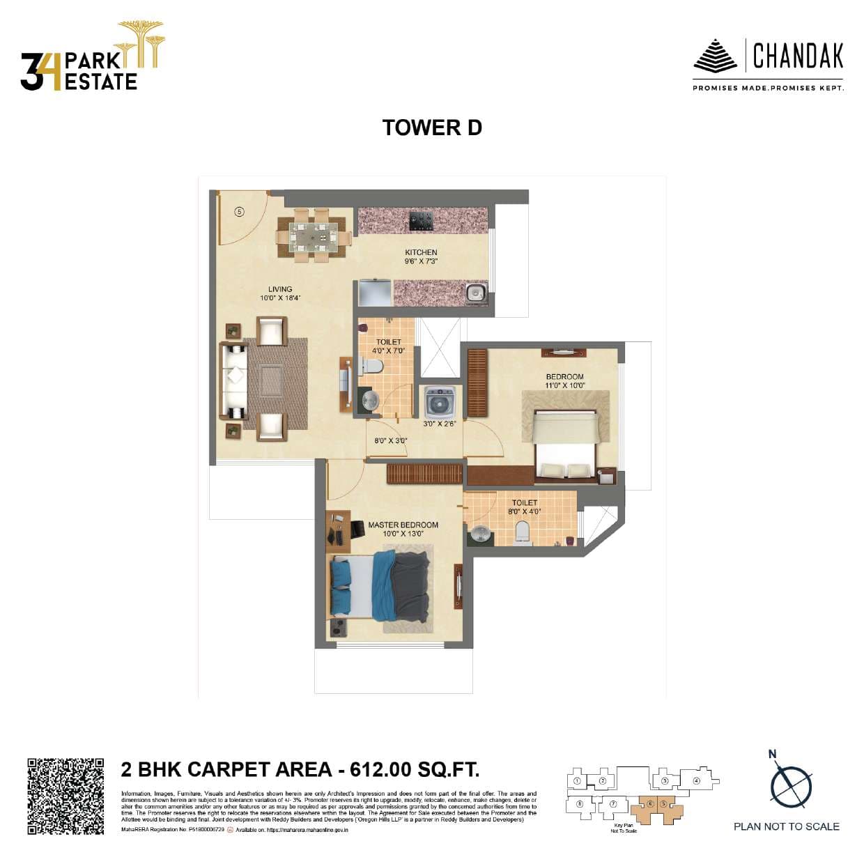 Floor plan – 2 BHK Supreme (Tower D)