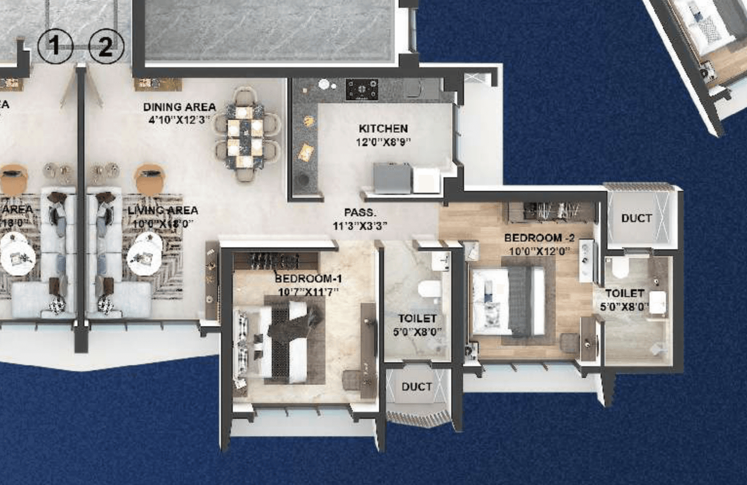 Floor plan – 2 BHK Flat 2
