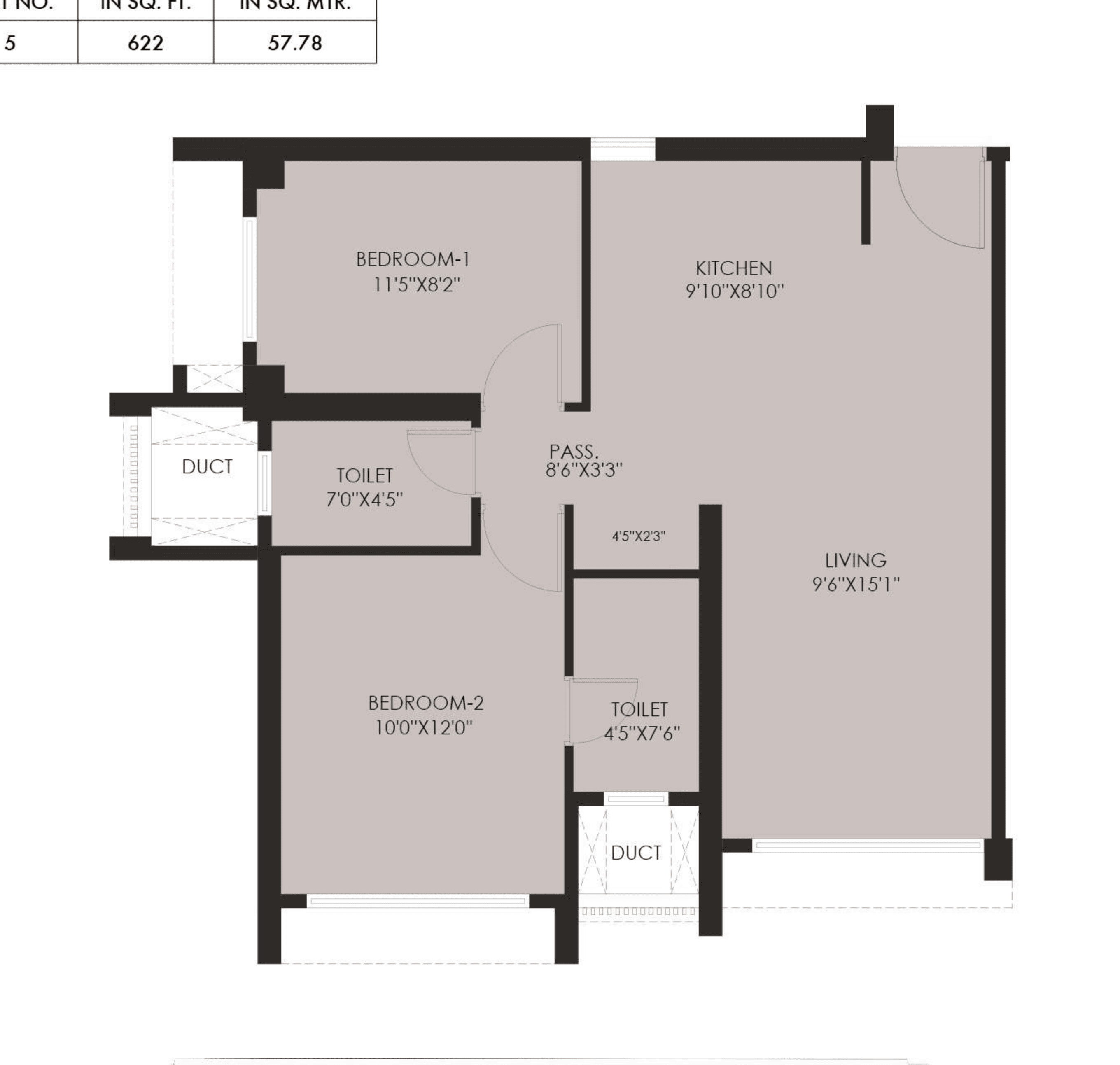 Floor plan – 2 BHK Flat 5