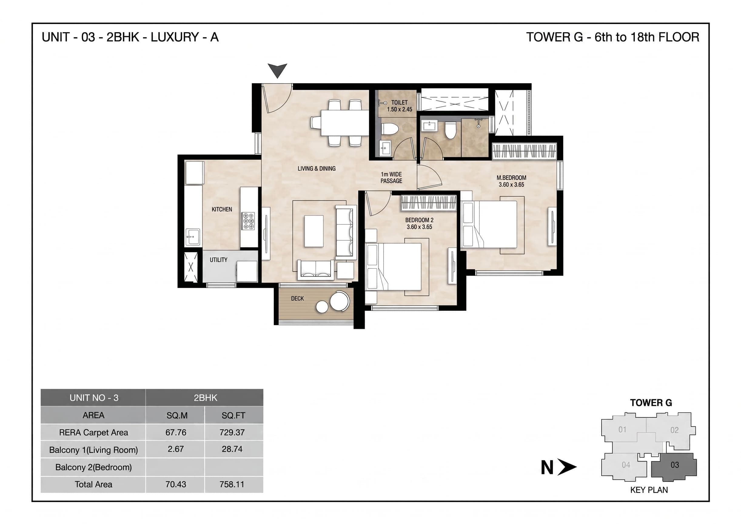 Floor plan – 2BHK - LUXURY - A