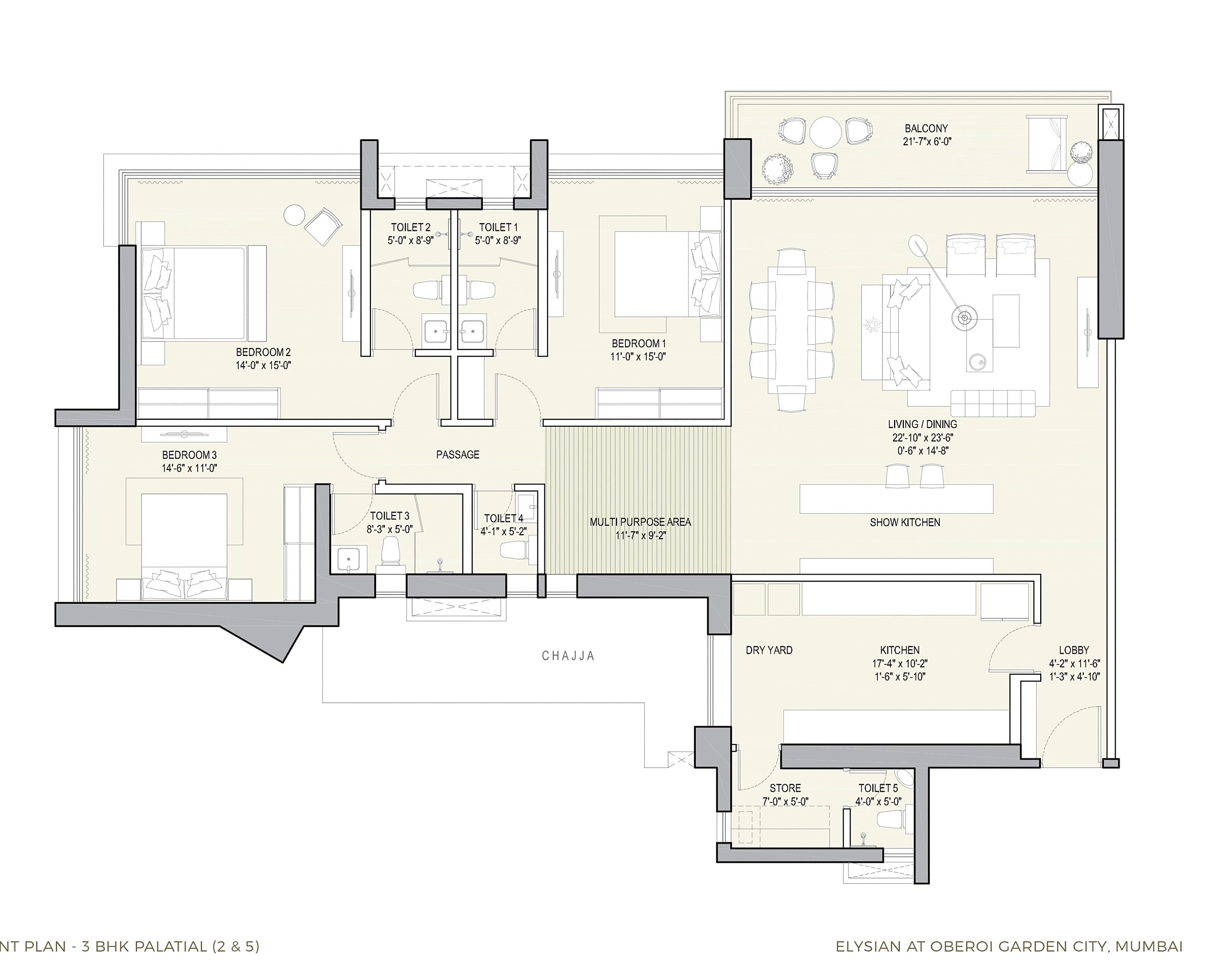 Floor plan – 3 BHK Palatial
